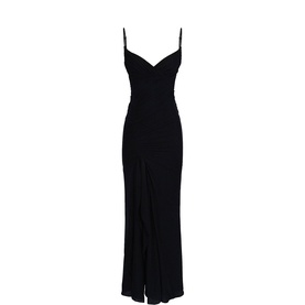 Issey Draped Front Slit Dress