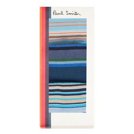 Paul Smith Access Blue Socks Multi Pack in branded gift box packaging, featuring multicolour stripe design in blue tones