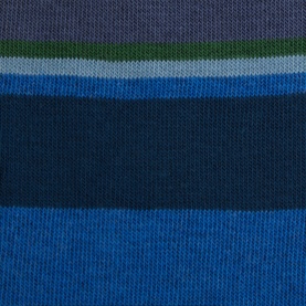 Paul Smith Access blue cotton blend socks with wide navy and blue block stripes and narrow green and grey stripe detail