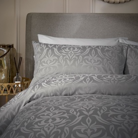 Damask Duvet Set Silver