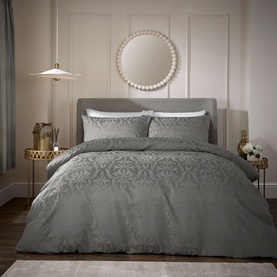Damask Duvet Set Silver