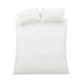 Contrast Trim Duvet Set White and Natural