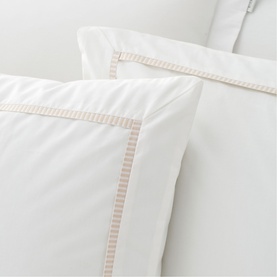 Contrast Trim Duvet Set White and Natural