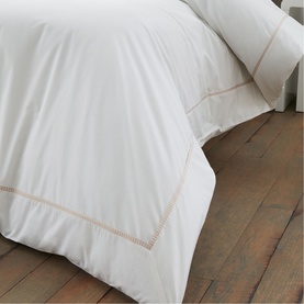 Contrast Trim Duvet Set White and Natural