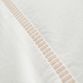 Contrast Trim Duvet Set White and Natural