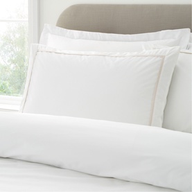 Contrast Trim Duvet Set White and Natural
