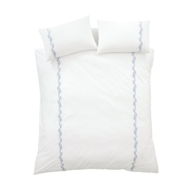 Camille Embroidered Floral Duvet Set White and Blue