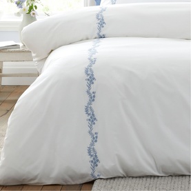 Camille Embroidered Floral Duvet Set White and Blue
