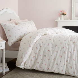 Vintage Rosebud Lace Duvet Set Cream