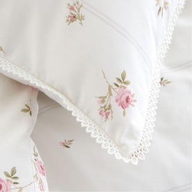 Vintage Rosebud Lace Duvet Set Cream