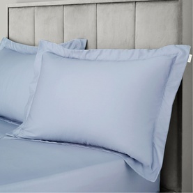 400 Thread Count Cotton Sateen Oxford Pillowcase Pair Blue