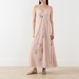 Ecru Flared Floral Dress