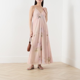 Ecru Flared Floral Dress