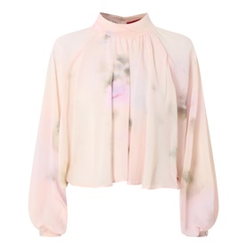 Affetto Semi-Sheer Draped Blouse
