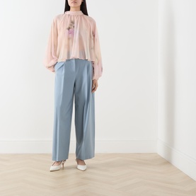 Affetto Semi-Sheer Draped Blouse