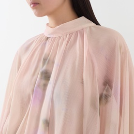 Affetto Semi-Sheer Draped Blouse