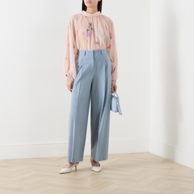 Affetto Semi-Sheer Draped Blouse