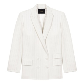 Pinstripe Double-Breasted Suit Jacket