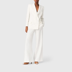 Pinstripe Double-Breasted Suit Jacket