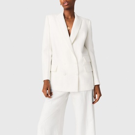 Pinstripe Double-Breasted Suit Jacket
