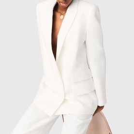 Pinstripe Double-Breasted Suit Jacket