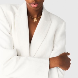 Pinstripe Double-Breasted Suit Jacket