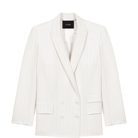 Pinstripe Double-Breasted Suit Jacket