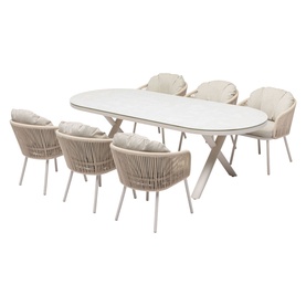 Alvin Oval Garden 7-Piece Dining Set Nature