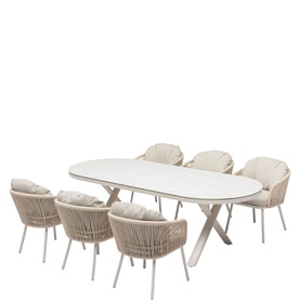 Alvin Oval Garden 7-Piece Dining Set Nature