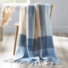 Faux Mohair Throw Blue