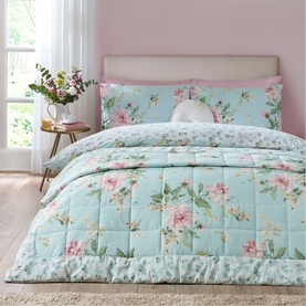 Avebury Floral Throw Duck Egg Blue