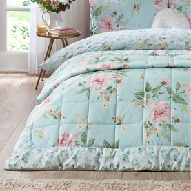 Avebury Floral Throw Duck Egg Blue