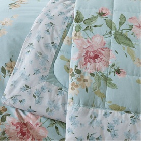 Avebury Floral Throw Duck Egg Blue