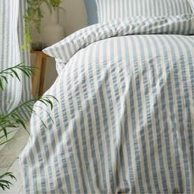 Woven Stripe Duvet Set Blue