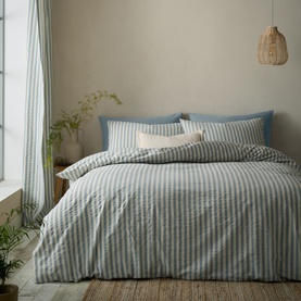 Woven Stripe Duvet Set Blue