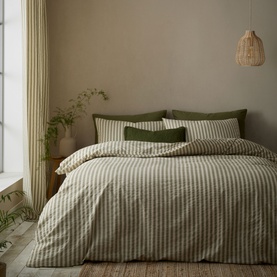 Woven Stripe Duvet Set Green