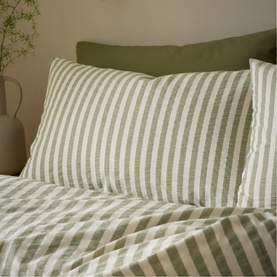 Woven Stripe Duvet Set Green