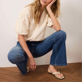 Ivory Textured Floral Blouse