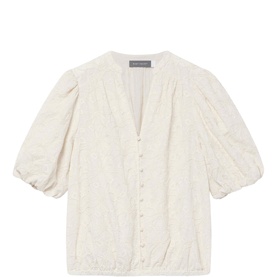 Ivory Textured Floral Blouse