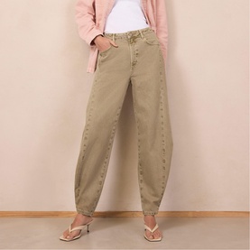Popper High-Rise Balloon Jeans