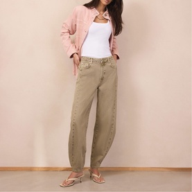 Popper High-Rise Balloon Jeans