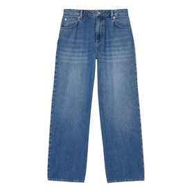 Lace Trim High-Rise Straight Leg Jeans
