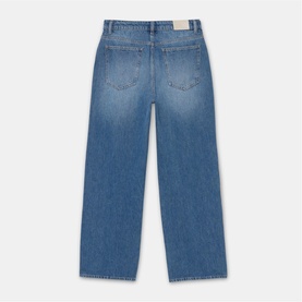 Lace Trim High-Rise Straight Leg Jeans