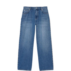 Lace Trim High-Rise Straight Leg Jeans