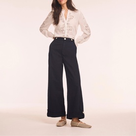 High-Rise Wide Leg Cropped Chinos