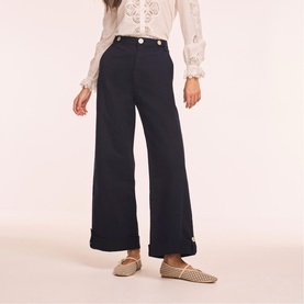High-Rise Wide Leg Cropped Chinos