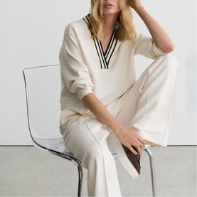 Verity Interlock Stripe-Waist Sweatpants