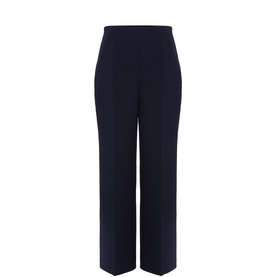 Phase Eight Aubrie Straight Leg Trousers in navy blue, featuring a high waist, straight leg silhouette and darted front detail