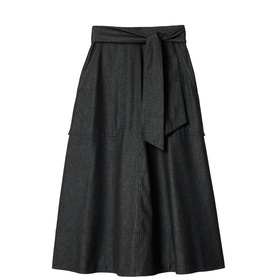 Belted Chambray Skirt