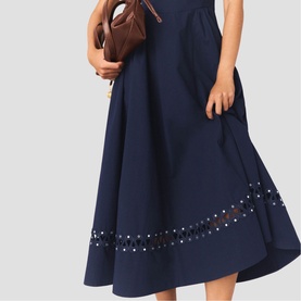 Openwork Embroidery Flared Dress